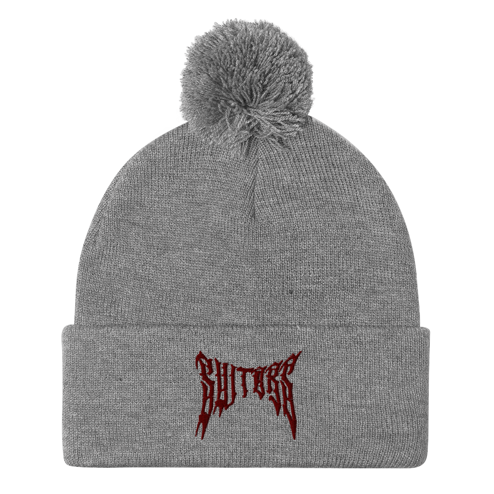 Metal Logo Pom-Pom Beanie