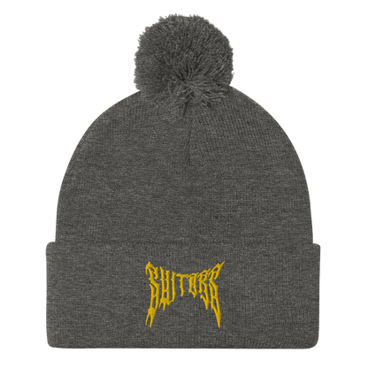 Metal Logo Pom-Pom Beanie