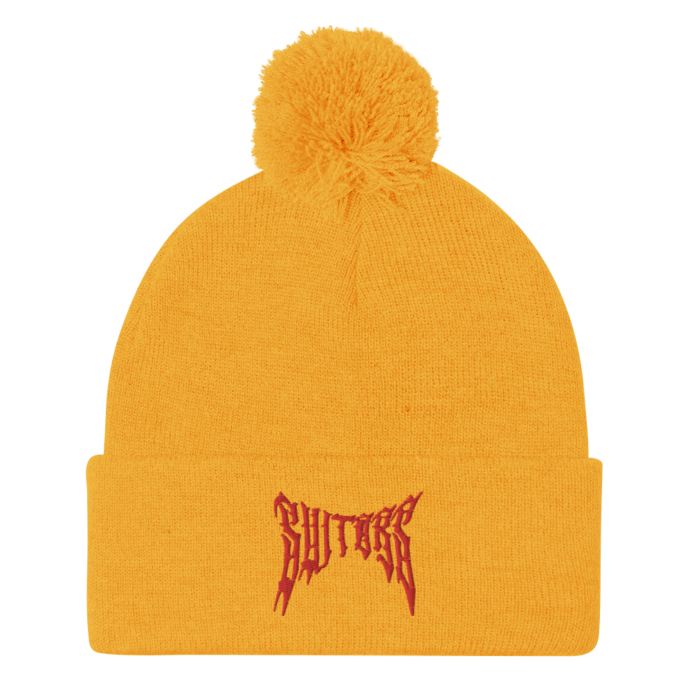 Metal Logo Pom-Pom Beanie