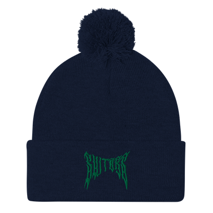 Metal Logo Pom-Pom Beanie