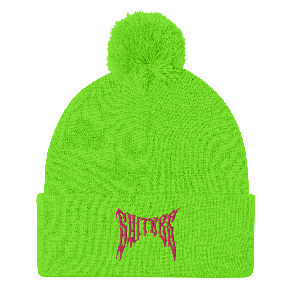 Metal Logo Pom-Pom Beanie