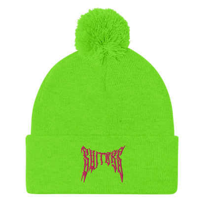 Metal Logo Pom-Pom Beanie