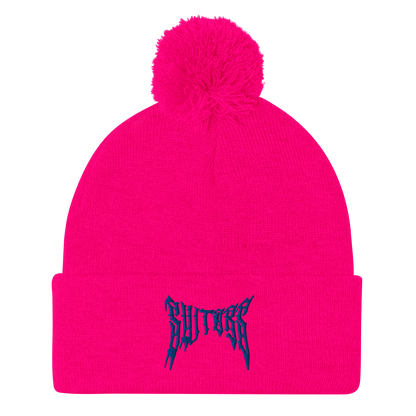 Metal Logo Pom-Pom Beanie