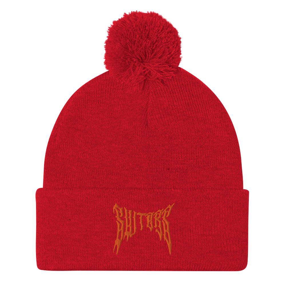 Metal Logo Pom-Pom Beanie