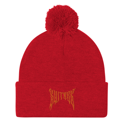 Metal Logo Pom-Pom Beanie